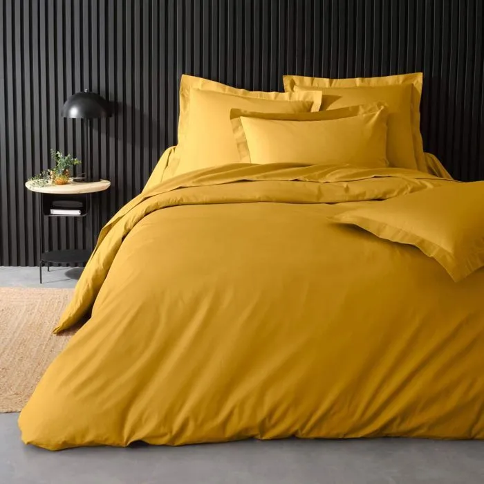 Taie de traversin 85x185 cm - Percale 100% coton - Jaune-3