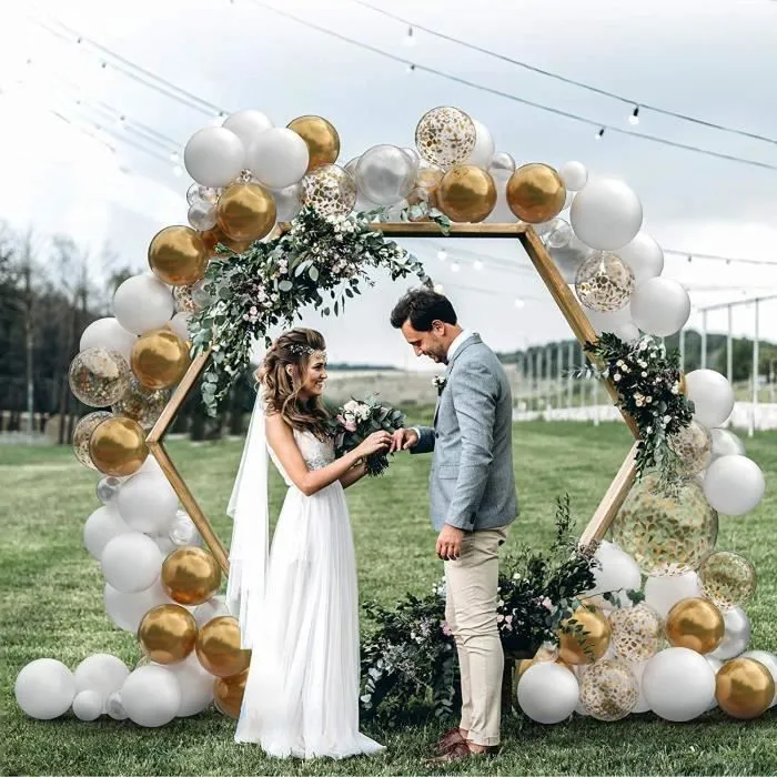 Arche Ballon - Décoration de fête - 102PCS - Blanc, Argent, Or - Ballons pour Noël, Mariage, Anniversaire-2