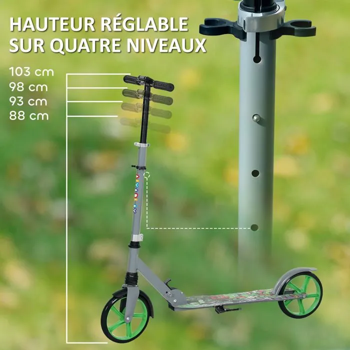 Trottinette enfants 6 à 12 ans - AIYAPLAY - trottinette pliable à 2 roues - hauteur réglage - pour filles et garçons - vert-4