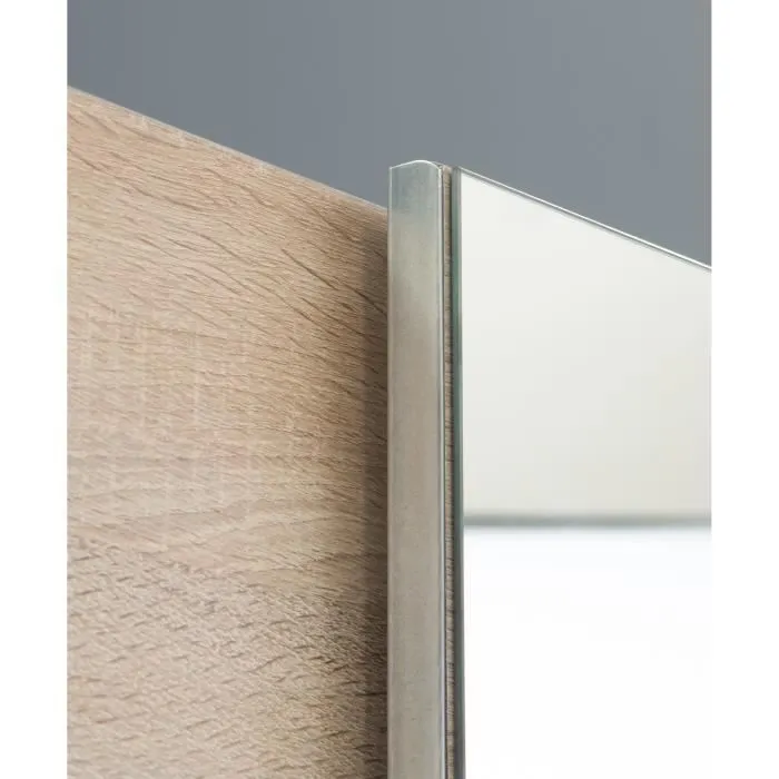 Armoire 2 portes coulissantes avec miroir - Chêne sonoma - L 170,3 x P 61,2 x H 190,5 cm - ULOS-5