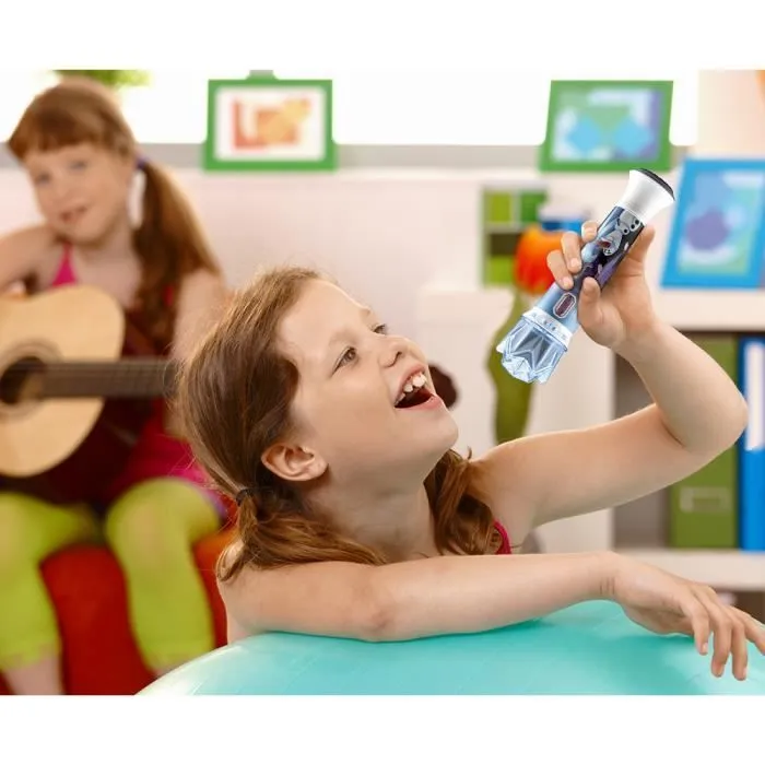 Microphone karaoké La Reine des Neiges 2 - Halo lumineux - Bleu pour enfant fille-3