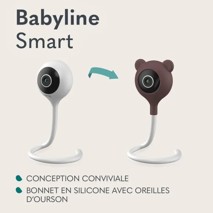 LIONELO Babyline Smart - Babyphone HD - 85° - Caméra Bebe WiFi - Audio Bidirectionnel - Vision nocturne - Contrôle température - USB-3