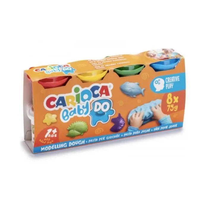 Jeu de pâte à modeler CARIOCA BABY DO - 8 pots de 75g avec empreintes pour moulages - 8 couleurs-0