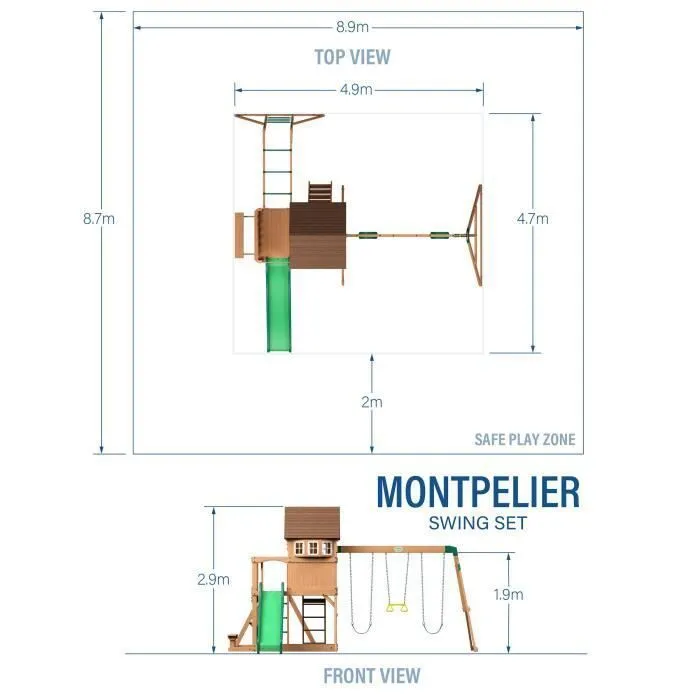 Backyard Discovery Montpelier - Aire de Jeux en bois avec Balançoires, Toboggan Mur d'Escalade et Banc-2