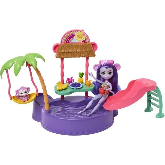 Enchantimals-Piscine singe-Coffret poupée et accessoires HTW73-0