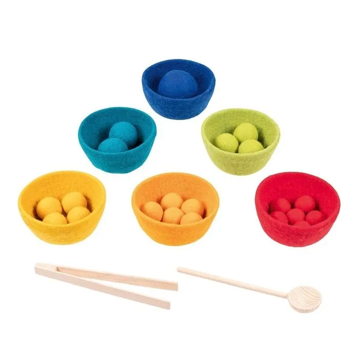 Jeu éducatif - Goki - Sorterino - Boules en feutre - Coupelles empilables - 3 ans et plus-0