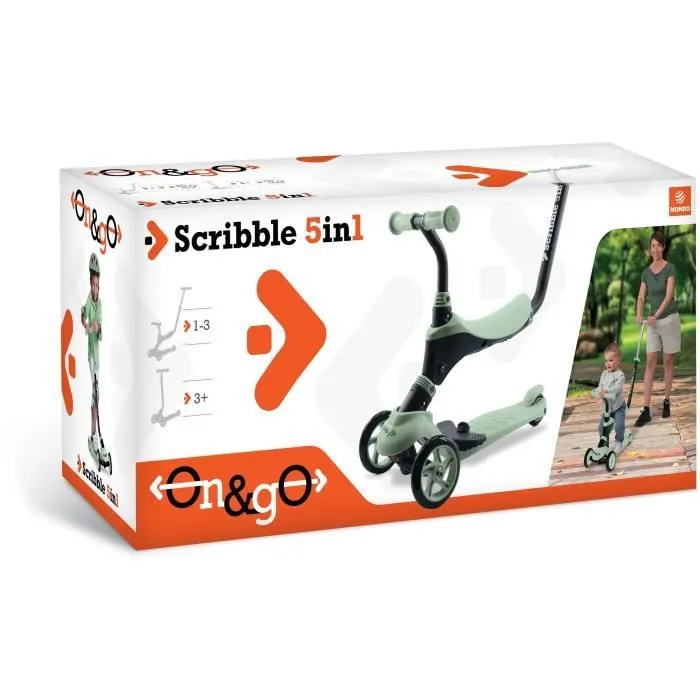 Draisienne - MONDO - On&Go Scribble 5-en-1 - Pliable - Noir / Vert Sauge-1