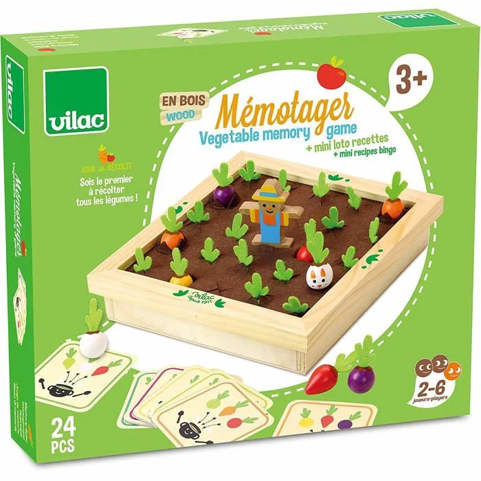 Jeu de mémoire Jour de récolte - Vilac - Mémotager - Enfant - Rouge - 3 ans et plus-0