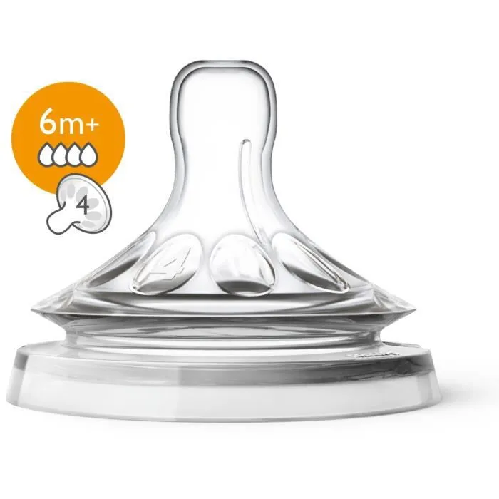 PHILIPS AVENT SCF044/27 Lot de 2 tétines Natural - 6 mois et plus - Débit rapide-0