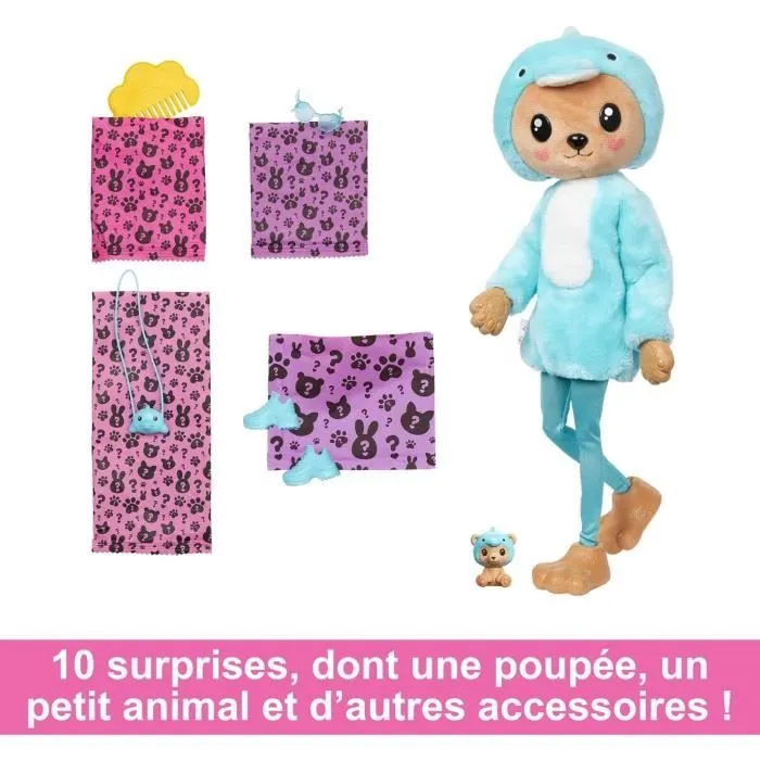 Barbie-Cutie Reveal-Poupée sur le thème des costumes, ourson dauphin HRK25-1