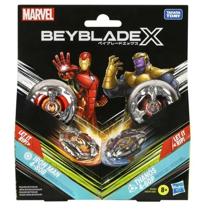 Beyblade X Multipack Toupie Iron Man 4-80B vs. Thanos 4-60B, Marvel , Dès 8 ans-2