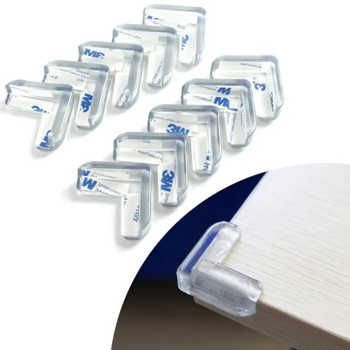 10pcs Protection D'Angle De Meuble silicone transparent, Protège Coin, avec colle-0