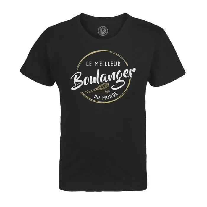 T-shirt Enfant Noir Le Meilleur Boulanger du Monde Artisan Boulangerie Patisserie Pain-0