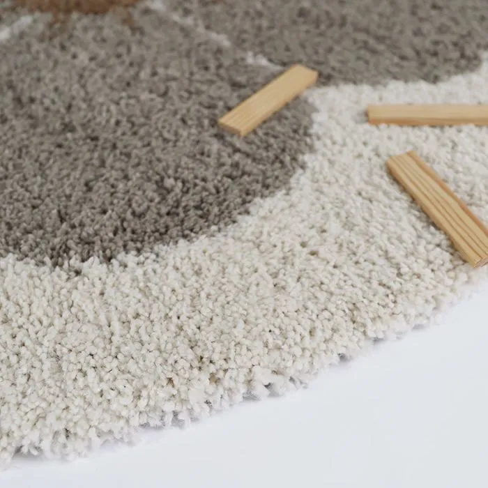 Tapis chambre enfant rond BOHEMIAN DAISY TAUPE-2