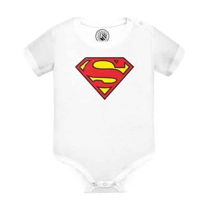 Body Bébé Manche Courte Blanc Superman Super Héros BD Film Geek-0