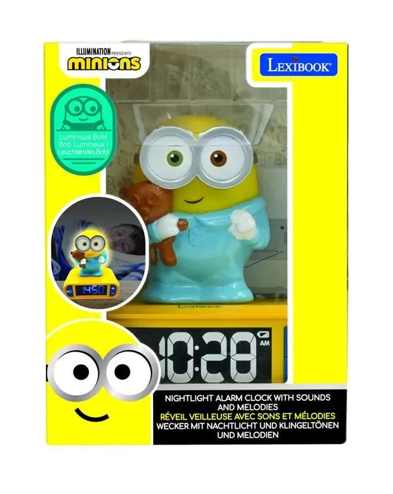 Réveil veilleuse digital LEXIBOOK - Les Minions - 3D lumineux et sonore - Jaune et bleu - Enfant-3