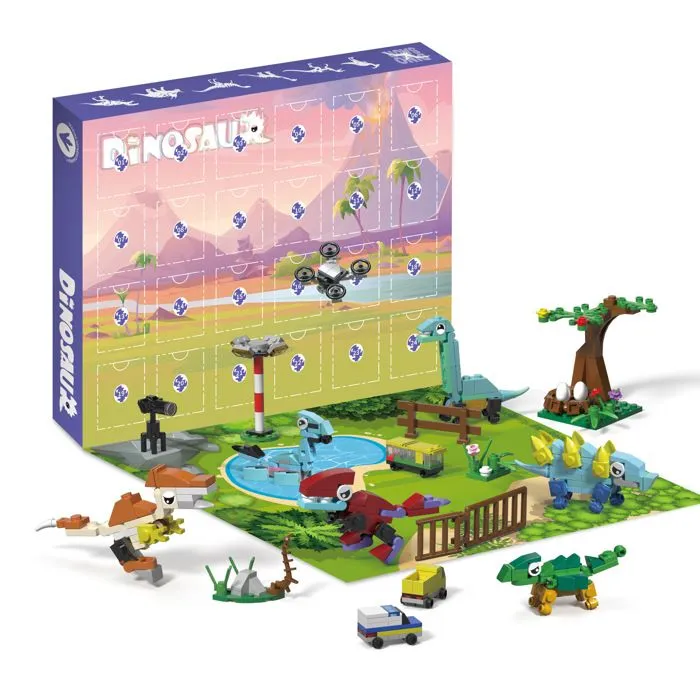 Calendrier de l'Avent 2024,Calendrier de l'Avent Blocs de Construction,Cadeau de Noël pour Enfants, Garçons,Filles -Blocs 24-0