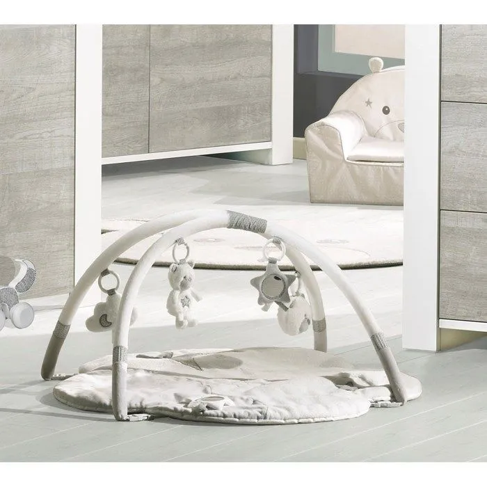 Tapis d'éveil nuage avec arches en polyester blanc-2