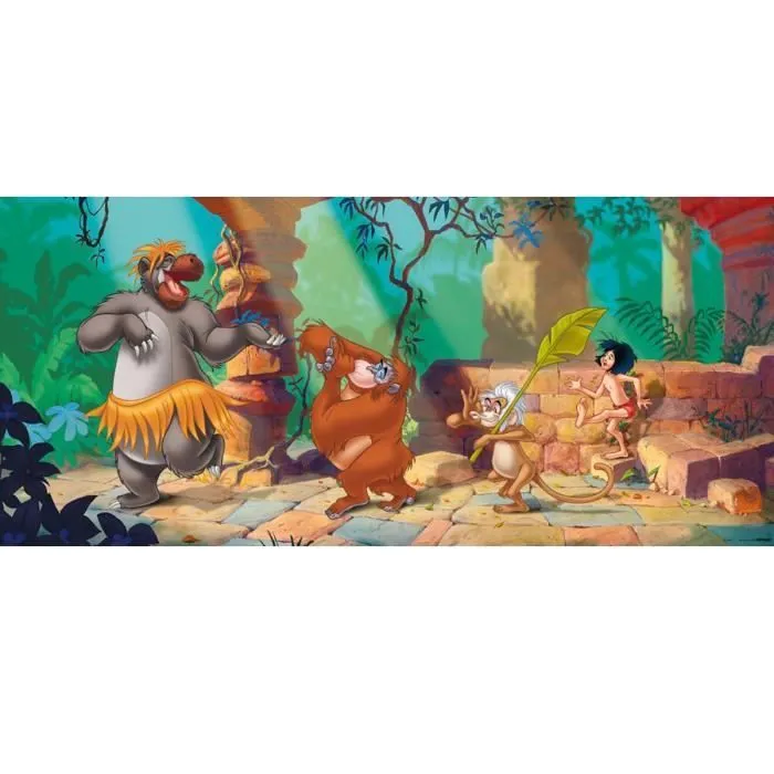 Poster géant Le Livre de la Jungle Disney - Marron - Vert - Papier - Rectangulaire - L202 x H90 cm-0