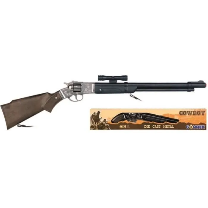 Pistolet jouet cow-boy Gonher - Modèle 104/0 - 8 coups - Marron/argent-1
