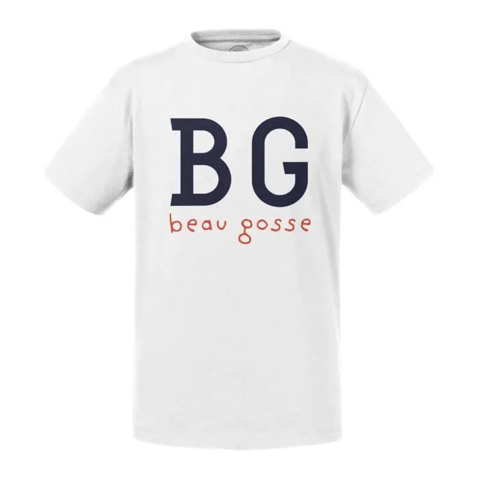 T-shirt Enfant Blanc BG (Beau Gosse) Expression Beauté Homme-0