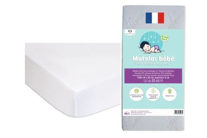 KIT LINGE DE LIT BEBE EASY DORT | Matelas 40x80 Bambou + 2 Protèges matelas, alèses 40X80 Berceau Bébé Coton Bio | Linge de lit bébé-0
