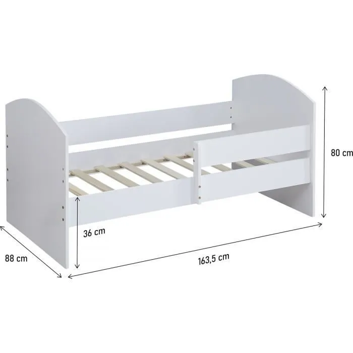 Lit enfant - Habitat et Jardin - Victoria - Bois - Blanc - 80 x 160 cm-2