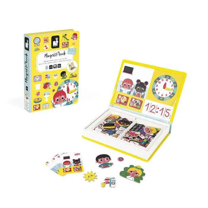 Jeu éducatif magnétique en carton - JANOD - Magnéti'book j'apprends l'heure - 75 magnets - Dès 3 Ans-5