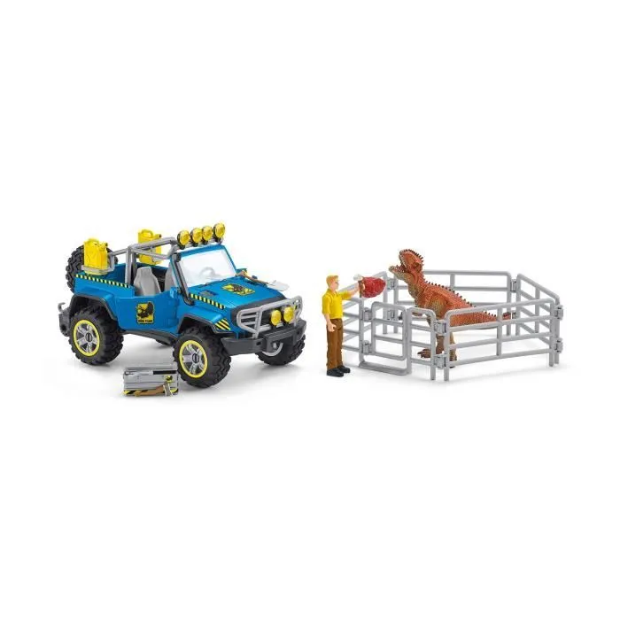 Voiture tout-terrain avec avant-poste Dino - SCHLEICH - 41464 - Dinosaurs-4