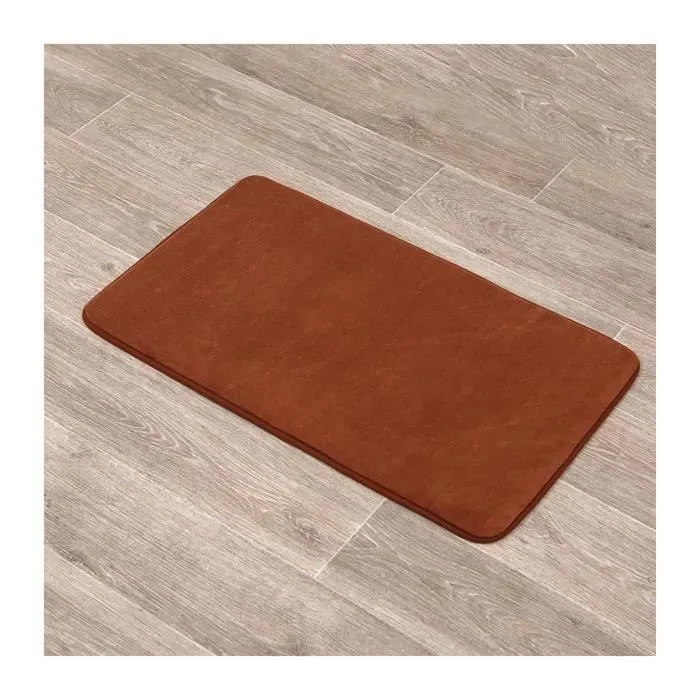 TENDANCE - Tapis de salle de bain Cuivre en Microfibre 45 x 75 cm Marron-1
