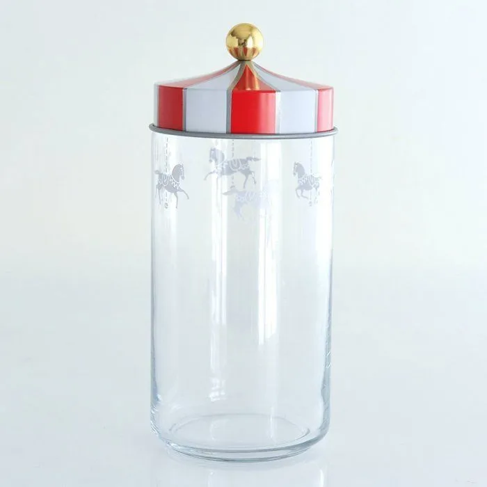 Alessi - MW30/150 - Circus Pot Hermetique en Verre Serigraphie avec Couvercle en Fer Blanc, 150 Cl-2