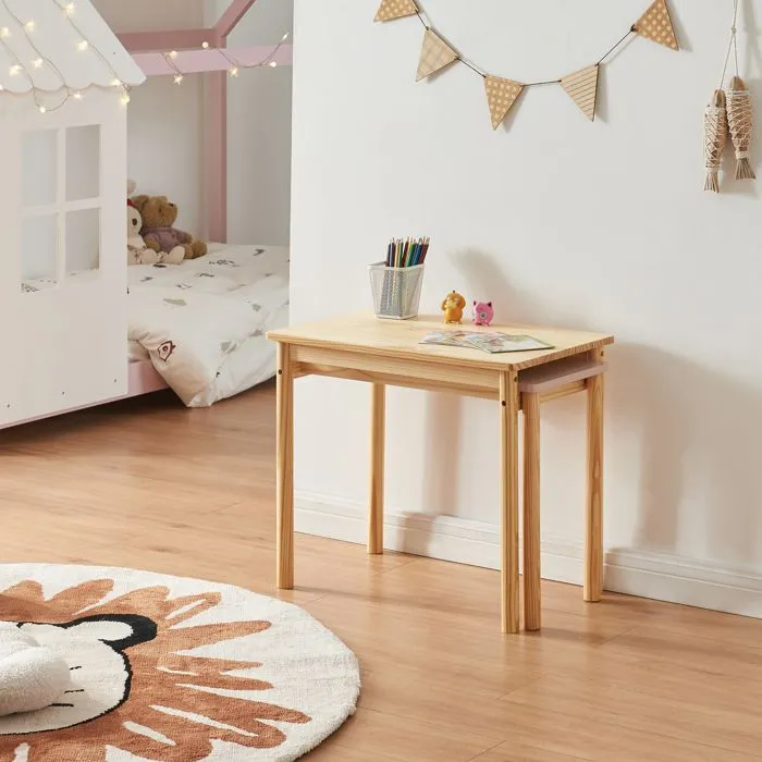 Bureau extensible pour enfant Skelleftea 60 x 38 x 51,5 cm rose [en.casa]-2