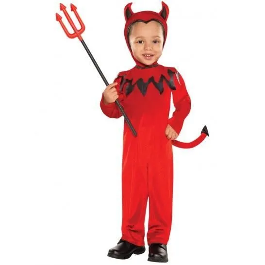 Déguisement Bébé Petit Diable - AMSCAN - Combinaison avec Queue, Ailes et Coiffe - Rouge et Noir - Carnaval-0