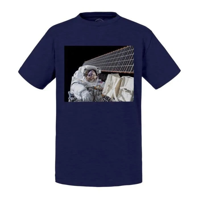 T-shirt Enfant Bleu Nasa Sortie Dans L Espace Station Spatiale Internationale Astronaute-0
