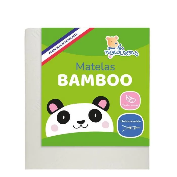 Matelas Bébé Bamboo - 60x120 cm - Doux et Absorbant - Sans Traitement chimique - Fabrication Française-0