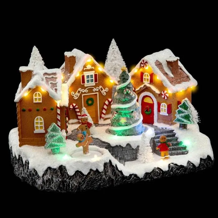 Village de Noël pain d'épices animé/musical 25 LED + transfo Feeric lights & christmas-1