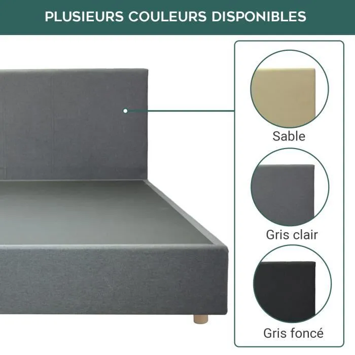 Lit Tissu Versailles Tissu Gris Clair Sampur | 160 X 200 cm | Style Scandinave Confortable, Fonctionnel | Sommier à Lattes Flexibles-2