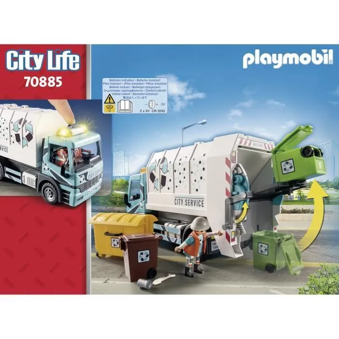 Camion poubelle PLAYMOBIL 70885 avec effets lumineux - 2 personnages et accessoires-2