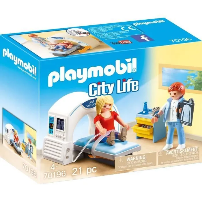 PLAYMOBIL - 70196 - City Life L'Hôpital - Salle de radiologie pour enfant de 4 ans et plus-0