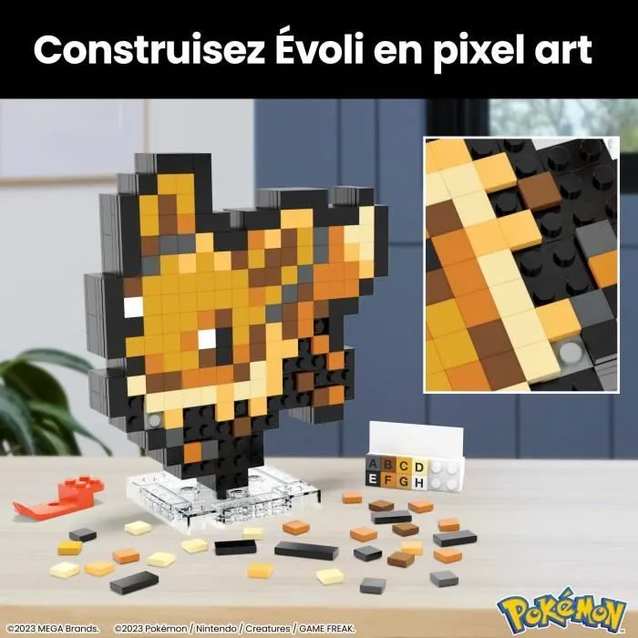 Mega-Pokémon-évoli-Coffret De Construction Rétro Pixel Art 323 Pièces - MEGA Pokémon - HTH78-3