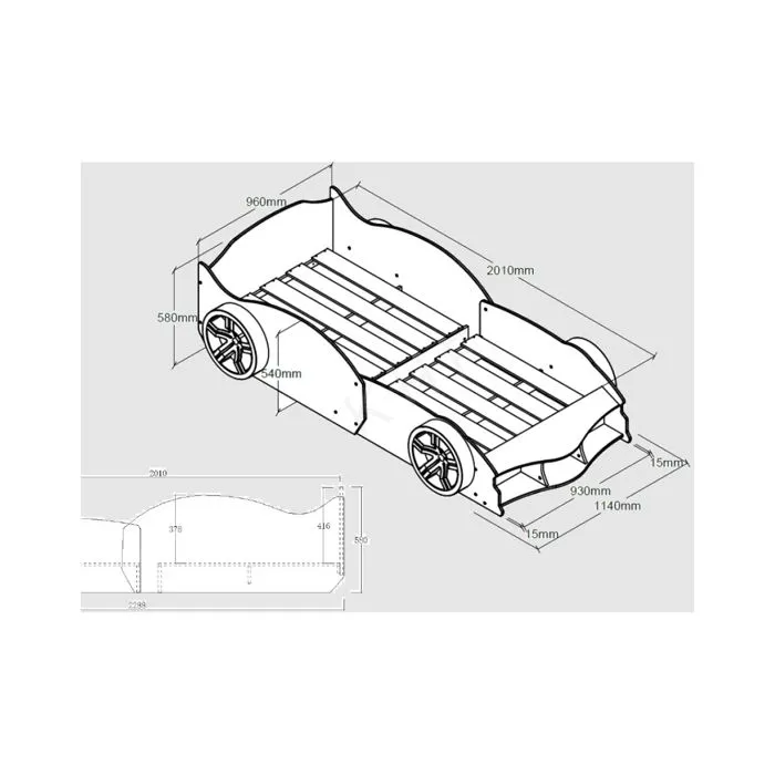 Lit Voiture - CARBEDS - Max Rouge - 90x200 cm - MDF laqué - 1 place-1