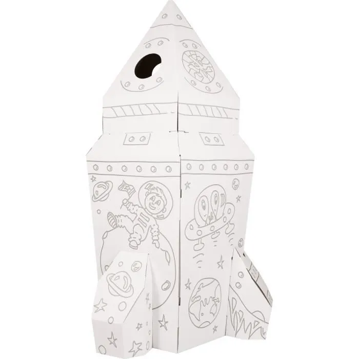 Maison de jeu à colorier en carton "Fusée"-2