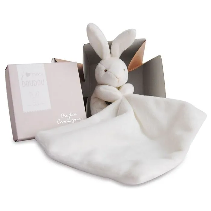 DOUDOU ET COMPAGNIE Lapin Mouchoir - Doudou En Boîte Fleur-1