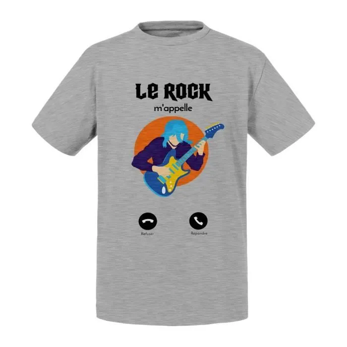 T-shirt Enfant Gris Le Rock M'Appelle Musique Passion-0