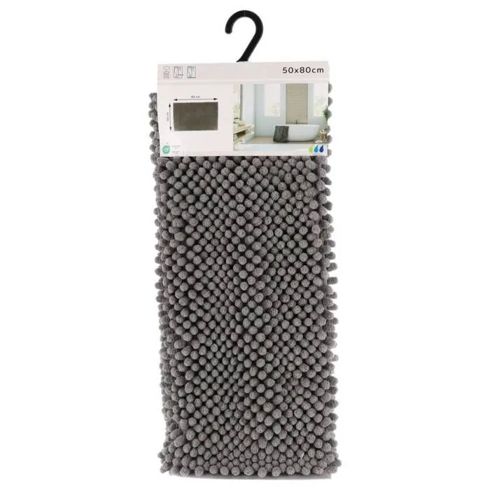 TENDANCE - Tapis de salle de bain Gris en Microfibre Boules 50 x 80 cm-0