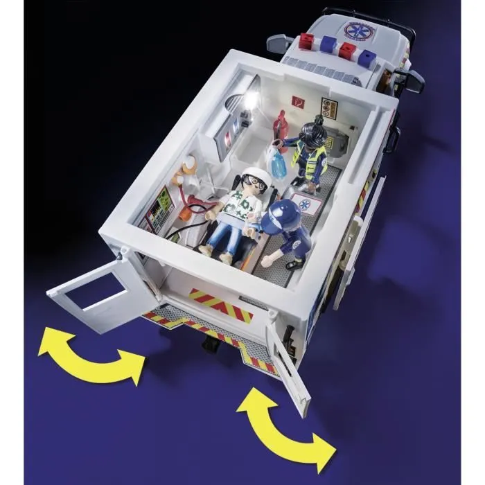 PLAYMOBIL 70936 Ambulance américaine avec secouristes et blessé, City Action, Les Secouristes-1