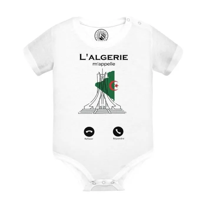 Body Bébé Manche Courte Blanc L'Algérie M'Appelle Culture Patrimoine Tourisme-0
