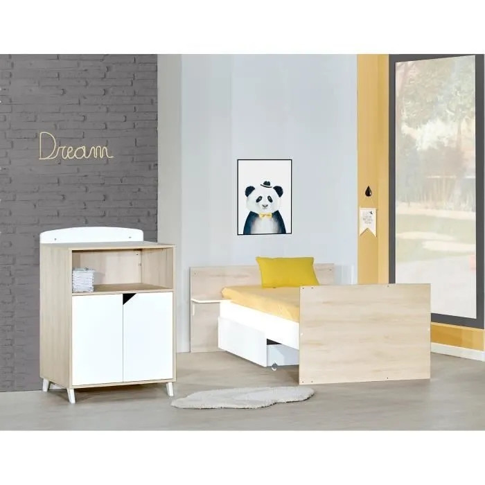 Lit Combiné 120x60 évolutif en 90x190 en bois-5