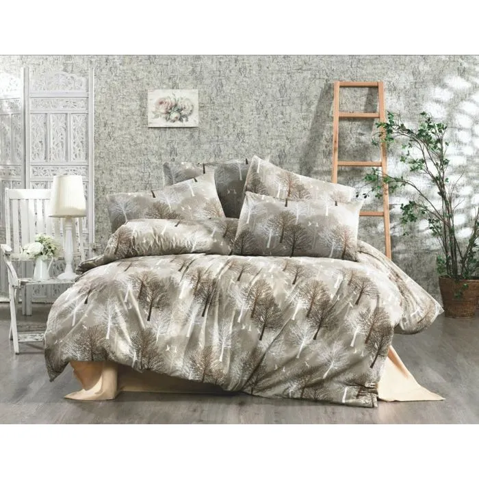 Parure de lit - TREE - Beige - 220x240 cm - 80% Coton - 2 Taies d'oreillers-3