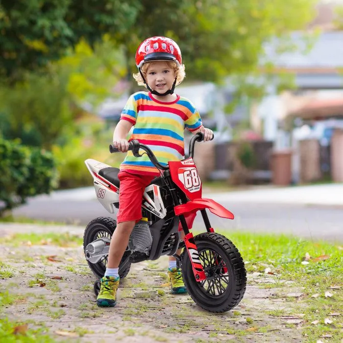 Moto électrique pour enfant - AIYAPLAY - de 3 à 6 ans - 2 moteurs 12V, vitesse max. 5 km/h - roues d'entraînement - musique - rouge-2
